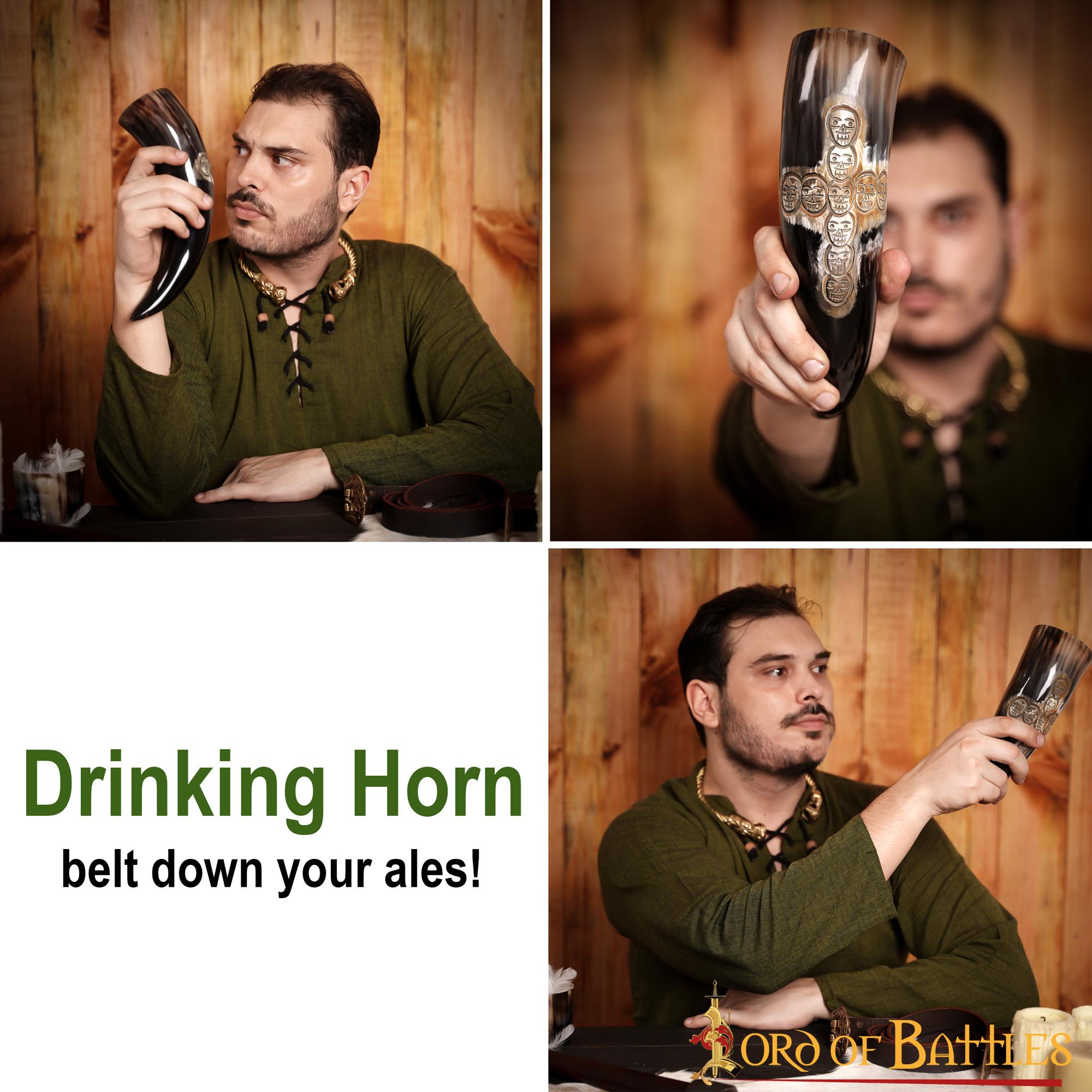 Viking Drinking Horn 500 - 600 Ml Cuerno de Buey Auténtico Hecho a Mano - Imagen 5