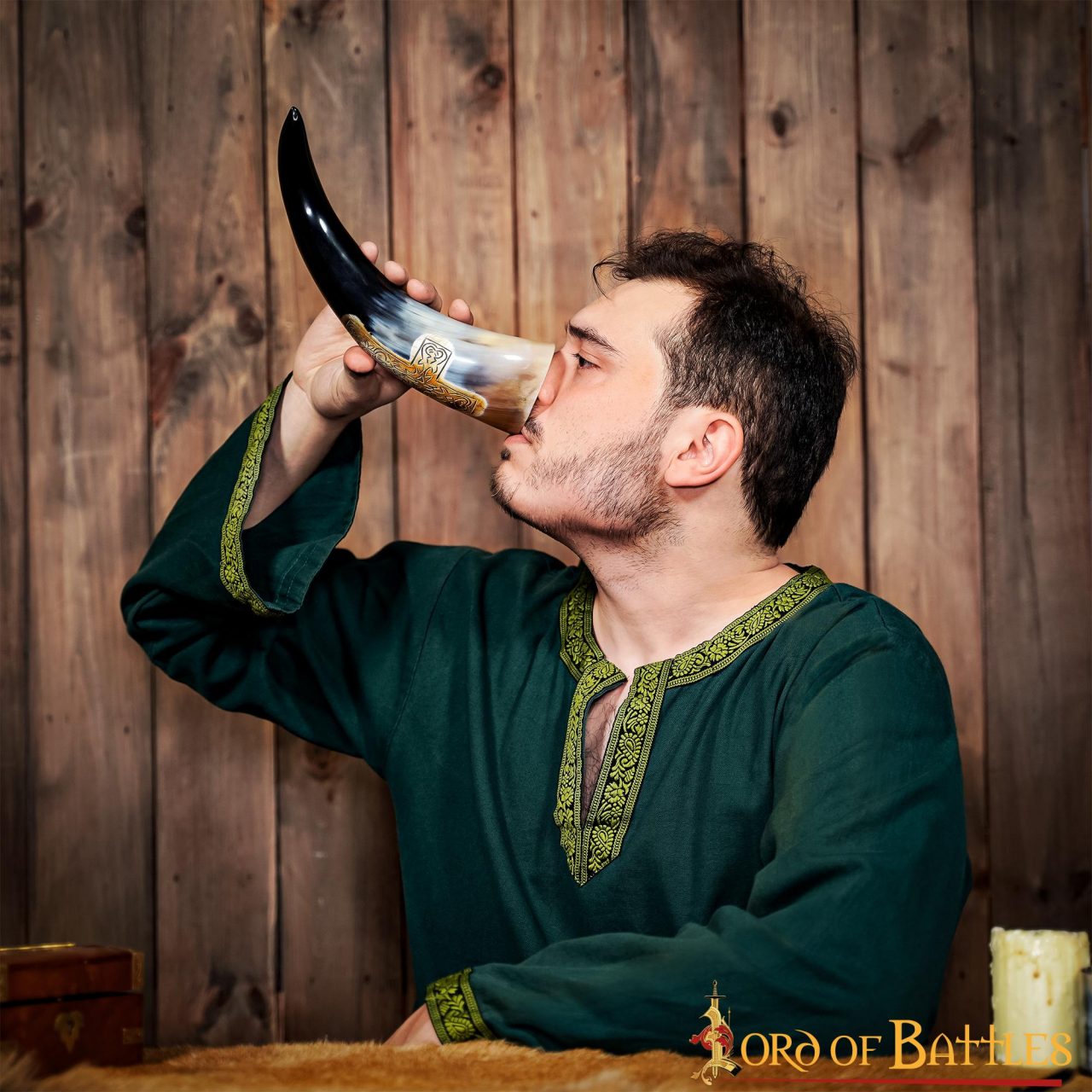 La Cruz Celta Cuerno para Beber 400 - 500 Ml Hecho a Mano Cuerno de Buey Real - Imagen 5