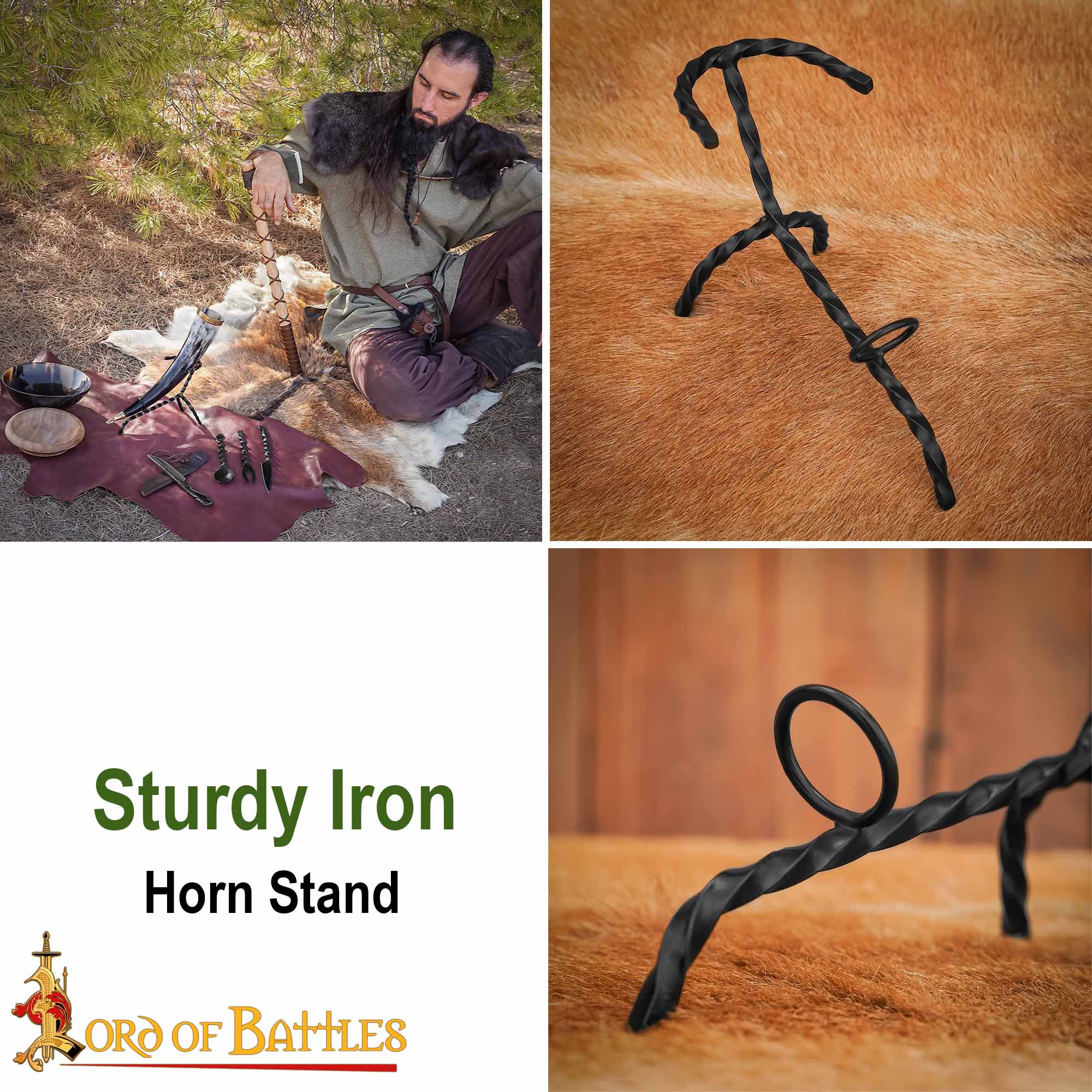 Soporte de Cuerno para Beber - Expositor de Cuerno Vikingo de Hierro - Imagen 8
