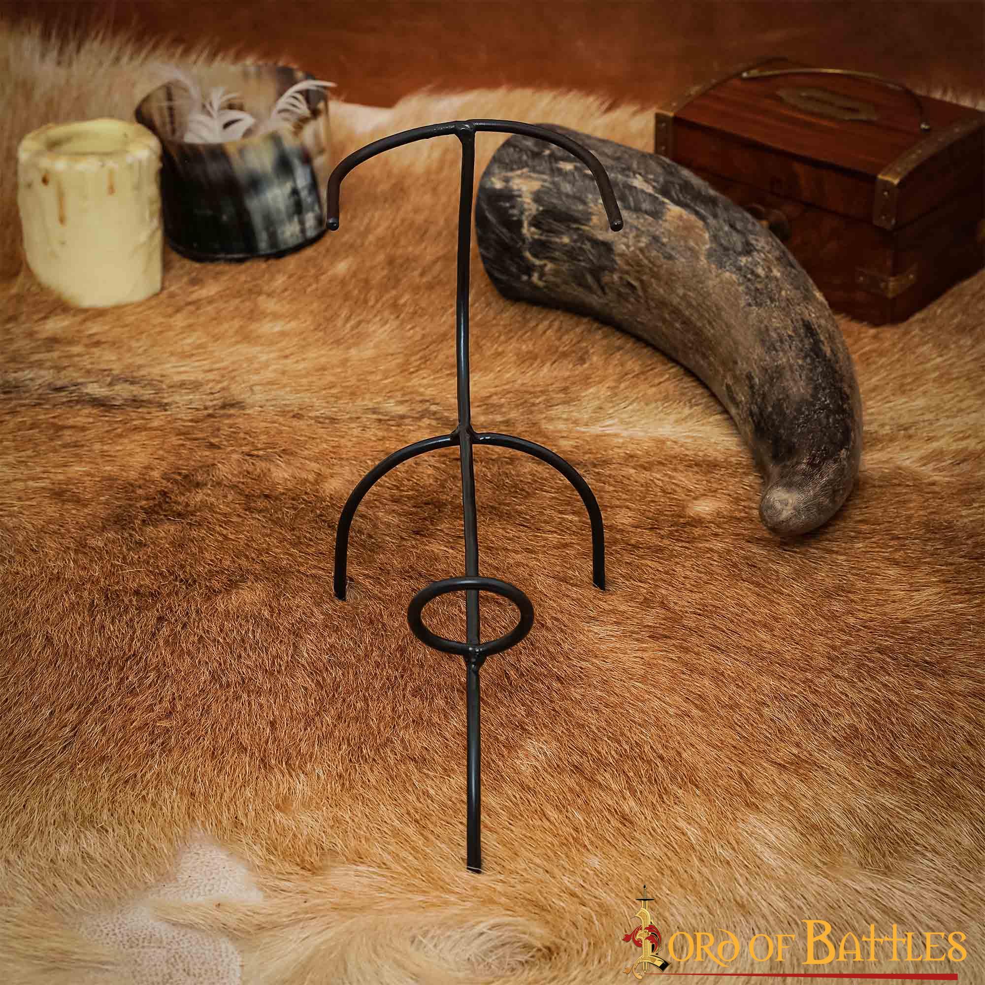 Soporte de Hierro Forjado a Mano para Cuernos Curvados Vikingos y Medievales - Accesorio Rústico para Mesa y Banquete - Imagen 6