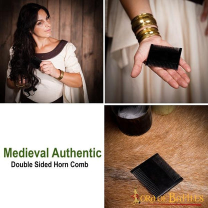 Peine Medieval de Dos Caras Hecho a Mano con Auténtico Cuerno de Buey - Imagen 5