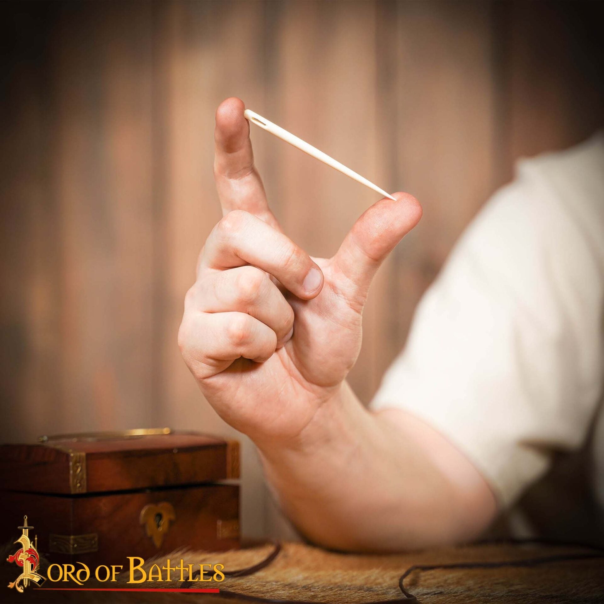 Aguja Medieval de Bordar Hecha a Mano de Hueso Auténtico Accesorio Funcional - Imagen 4