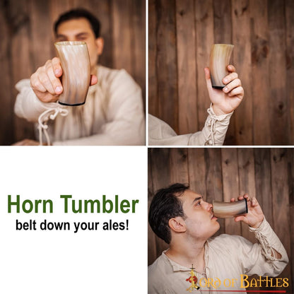 Taza de Cerveza Medieval Vikinga Hecha a Mano con Auténtico Cuerno de Buey - Imagen 5