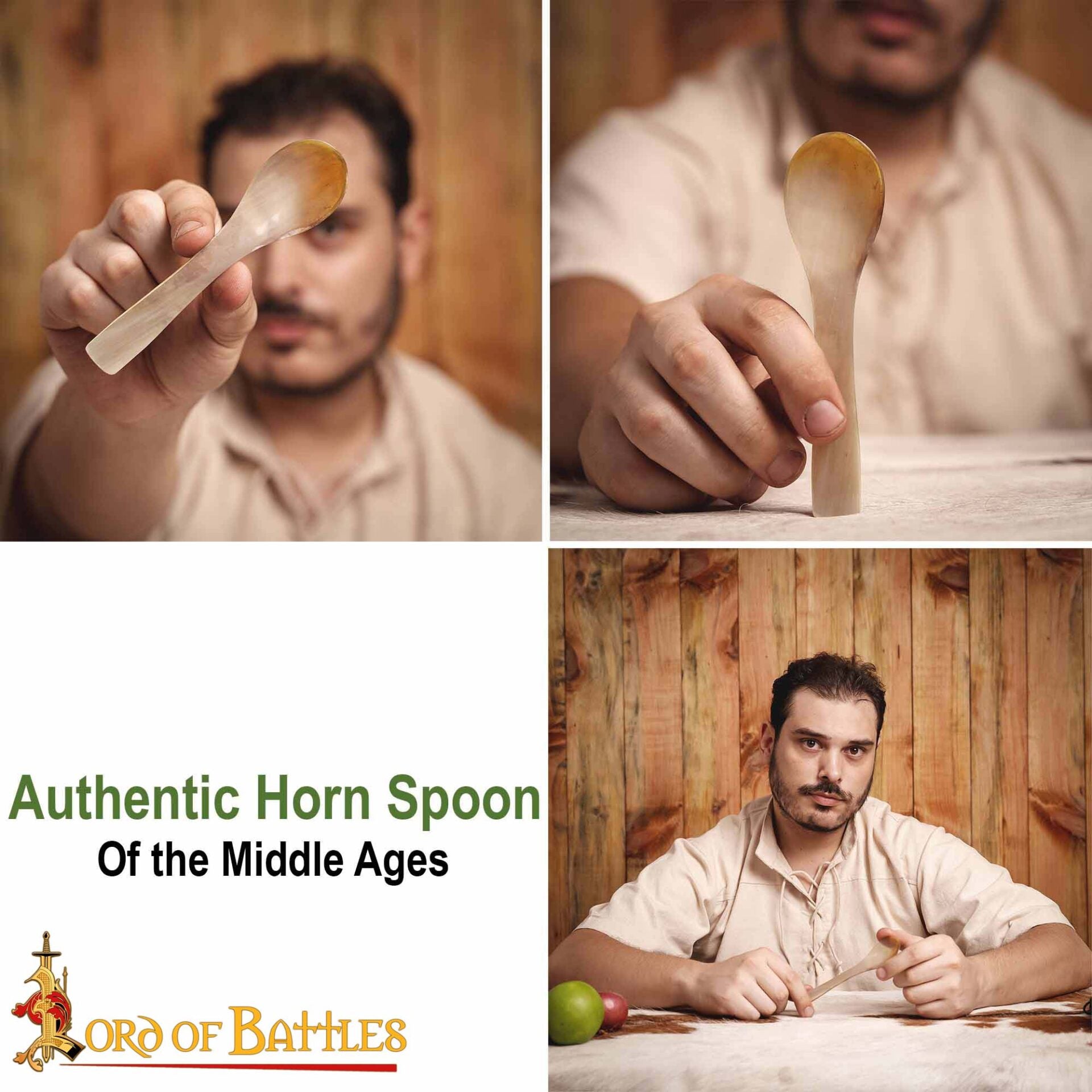 Juego de 2 Cucharas Medievales de Cuerno de Buey Auténtico - Imagen 5