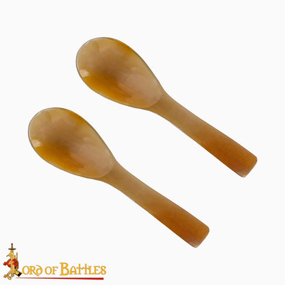 Juego de 2 Cucharas Medievales de Cuerno de Buey Auténtico - Imagen 1