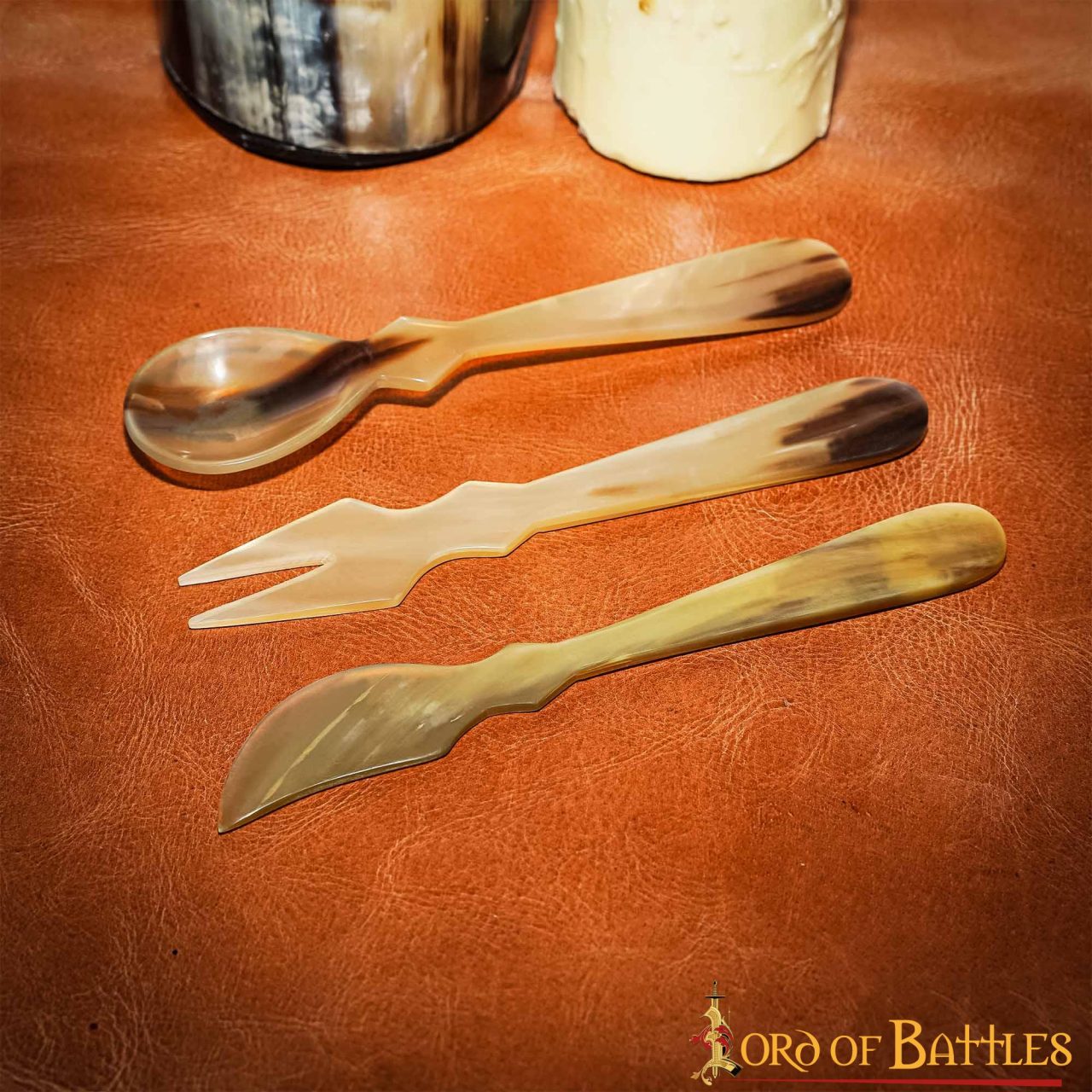 Juego de Cubiertos Medievales de Cuerno - Cuchara, Tenedor y Cuchillo Tallados a Mano - Imagen 10