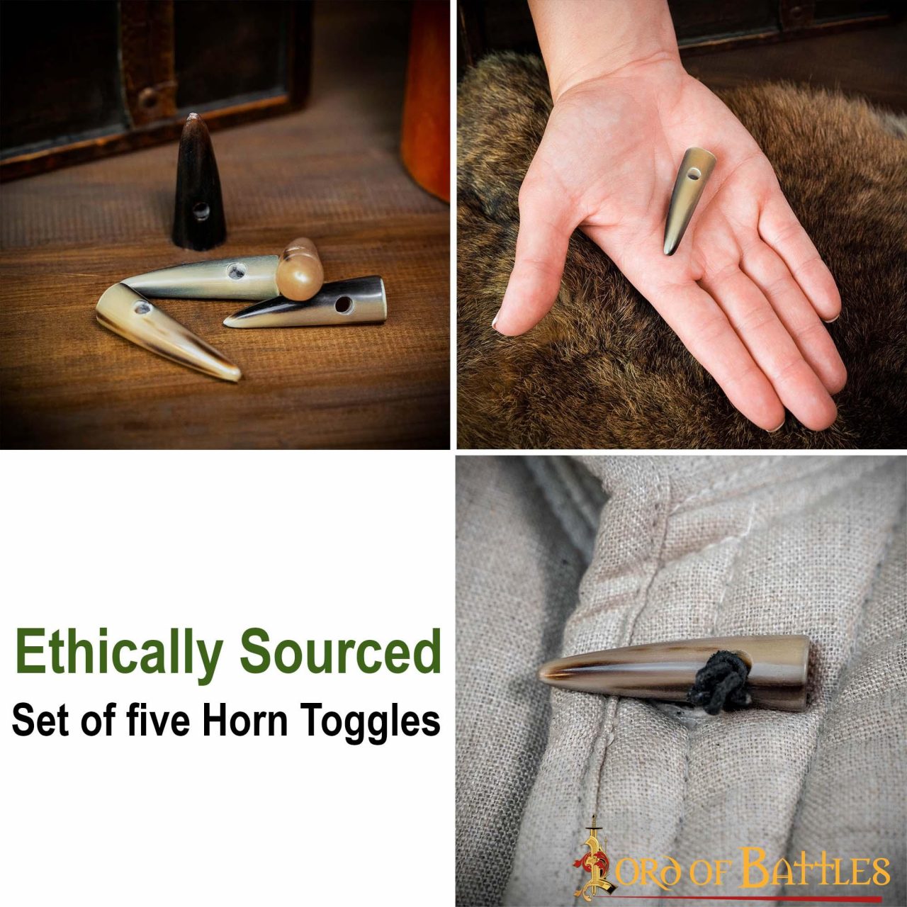 Juego de 5 Botones de Palanca de Cuerno Pulido Estilo Vikingo - Acabado a Mano con Cuerno de Buey Natural - Imagen 13