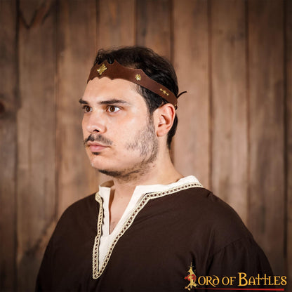 Diadema de Cuero de Cazador Principesco con Monturas de Latón Puro - Imagen 7