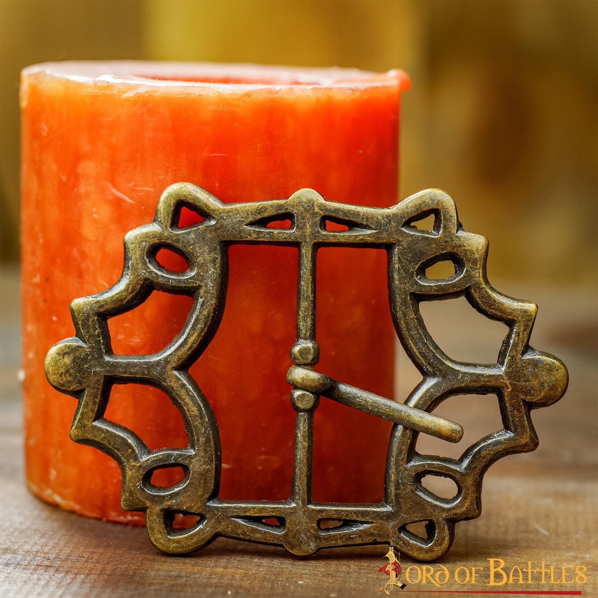 Cinturón Medieval de Latón Hebilla Gótica - Acabado Latón Antiguo - Imagen 14