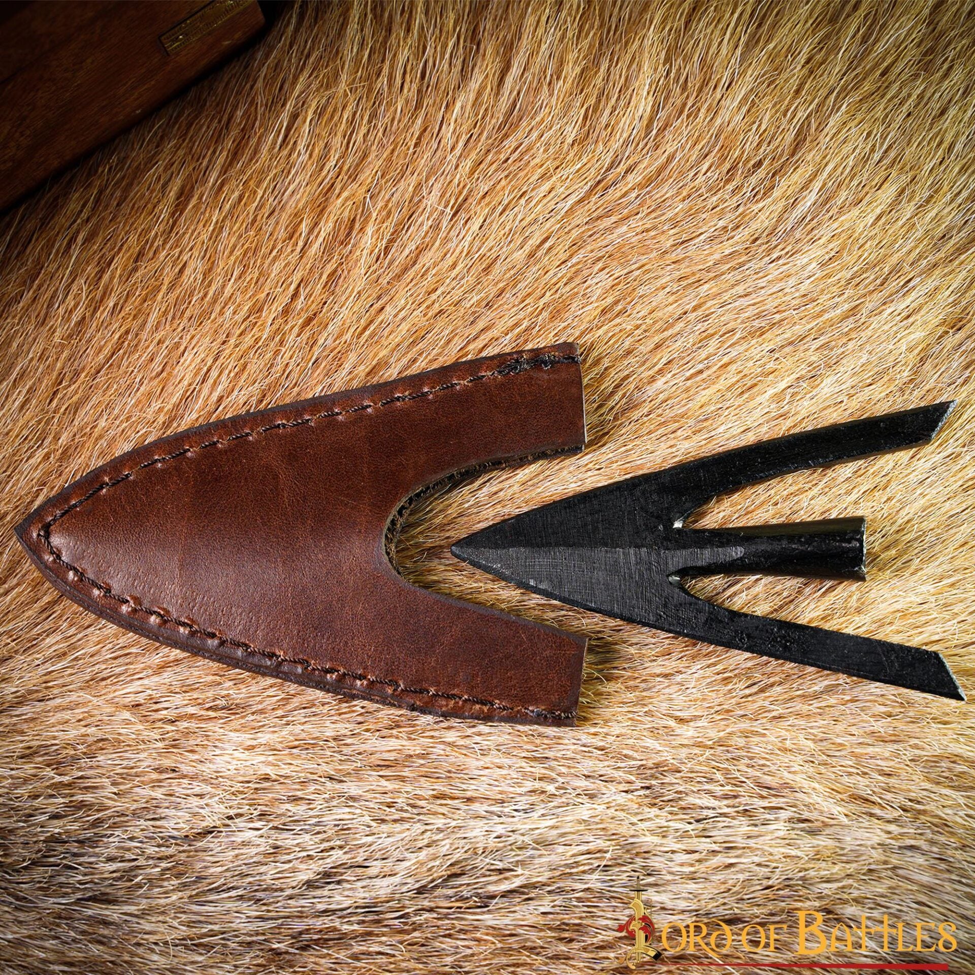 Punta de Flecha Medieval de Caza de Cola de Golondrina con Vaina de Cuero Auténtico - Imagen 13