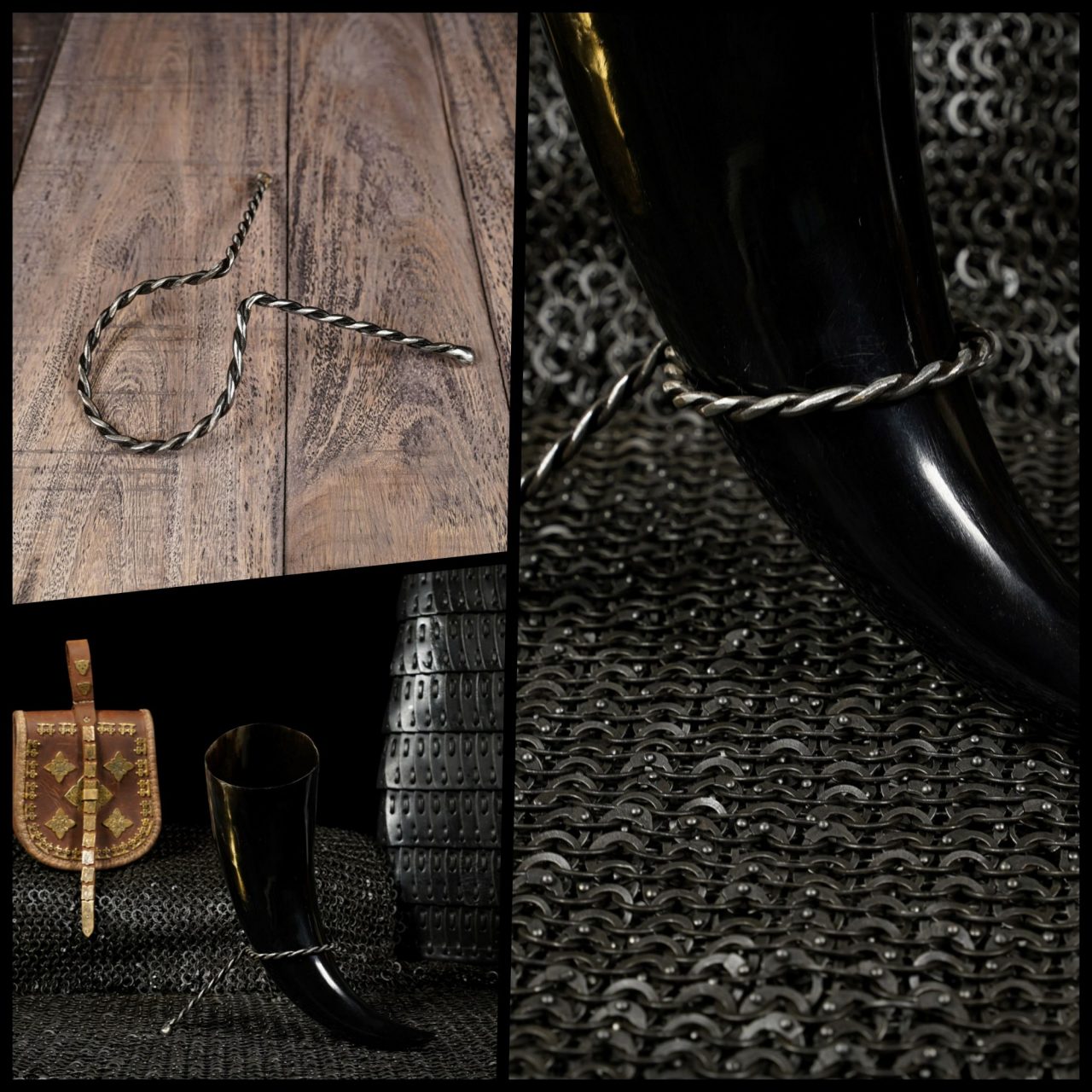 Mythrojan Cuerno para Beber Forjado a Mano Twisted Rack - Imagen 11