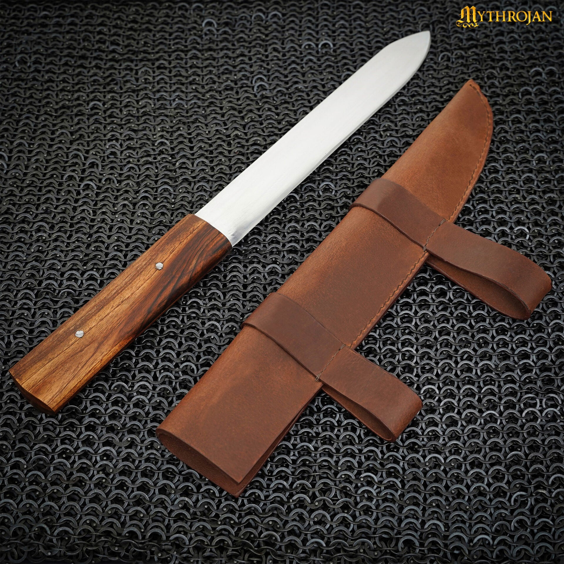 Cuchillo Seax Forjado a Mano - Hoja de Acero con Mango de Madera y Funda de Cuero - Imagen 11