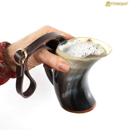Taza Mythrojan Hot Horn Tankard con Correa de Cuero 300ml - Imagen 5