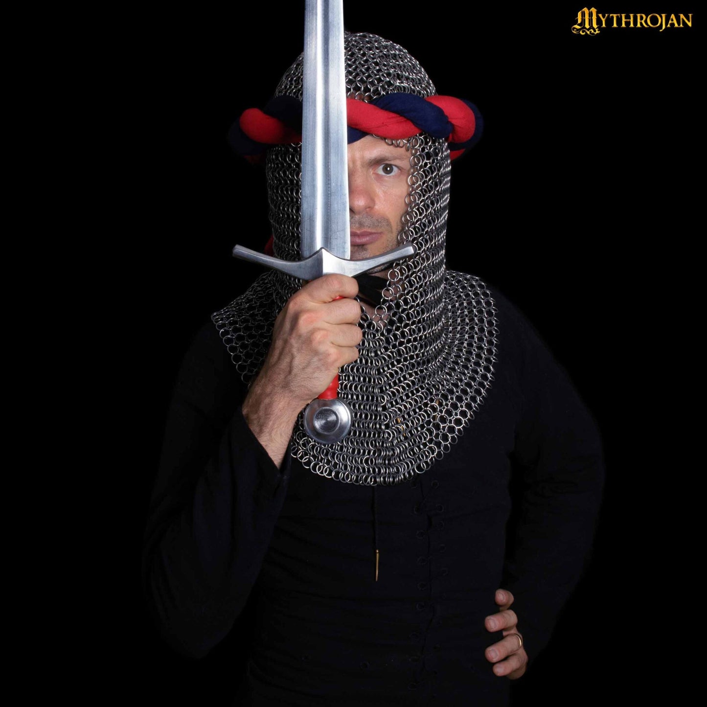 Cofia de Cota de Malla con Cara en V - 10 Mm, Calibre 16 de Acero Inoxidable, Libre de Óxido - Ideal para Larp, Cosplay y Disfraces de Cine Medieval - Imagen 6
