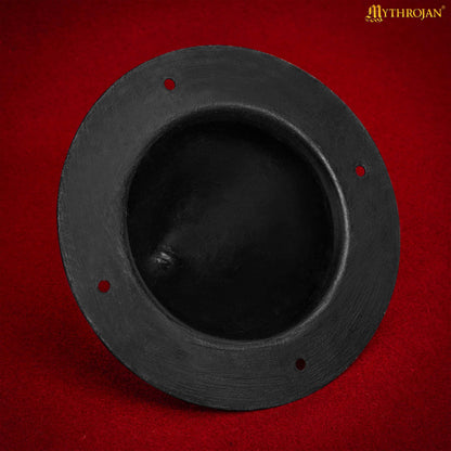 Jefe de Escudo Germánico - 8" Negro Antiguo, Acero Forjado a Mano con Remaches de Montaje - Imagen 12