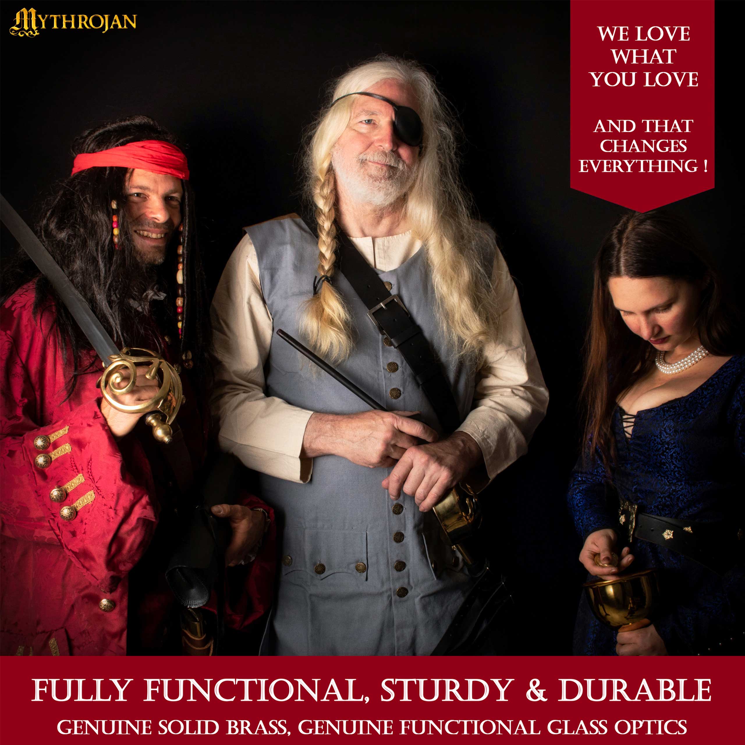 Mini Catalejo Pirata Mythrojan Telescopio de Latón con Caja de Madera - Imagen 6