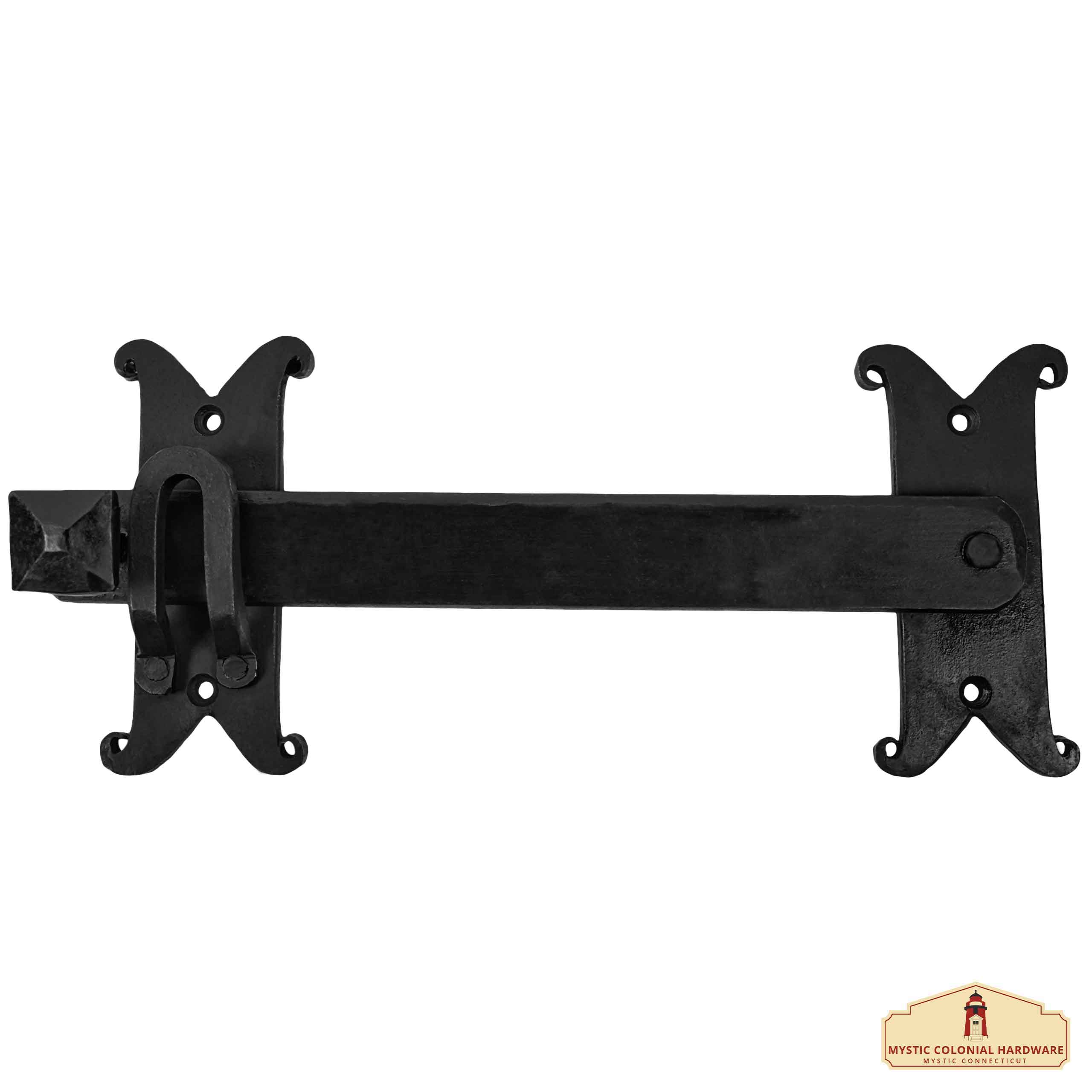 Mystic Colonial Hardware Heavy Duty Cast Iron Gate Flip Latch - Black Drop Latch For Barn Doors, Farm Gates, Sheds, Cabinets, And Antique Privacy Hardware Replacement - Imagen 1