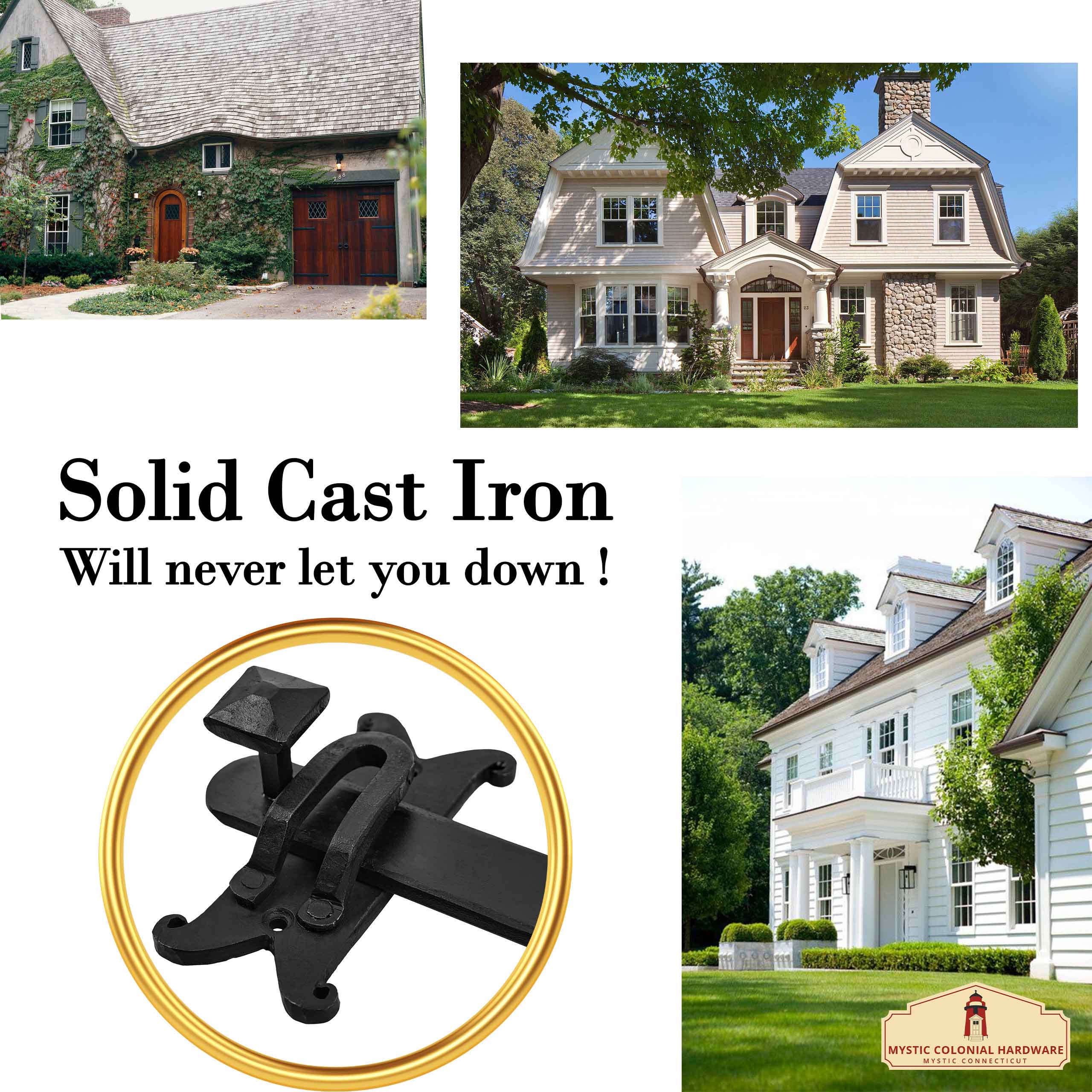 Mystic Colonial Hardware Heavy Duty Cast Iron Gate Flip Latch - Black Drop Latch For Barn Doors, Farm Gates, Sheds, Cabinets, And Antique Privacy Hardware Replacement - Imagen 6