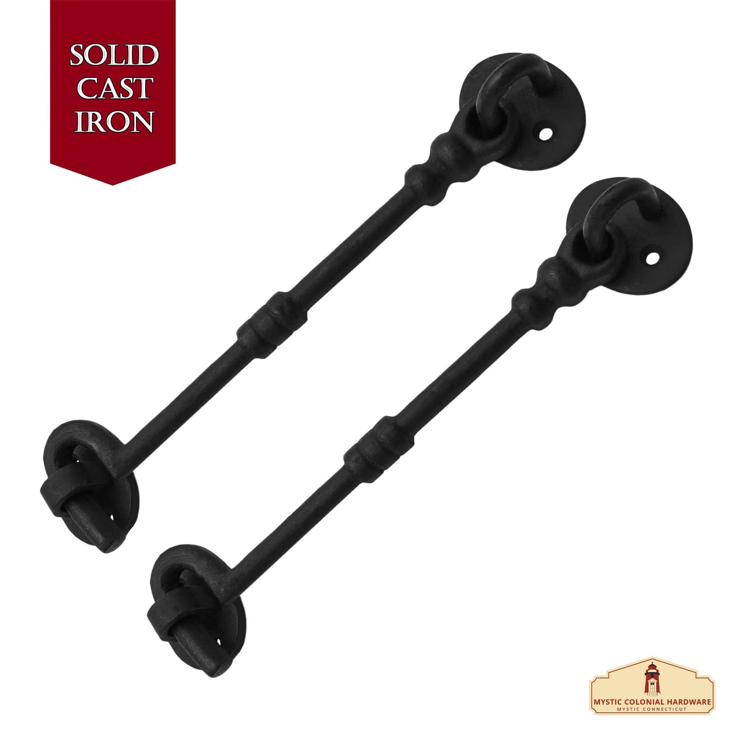 Hierro Forjado Negro Cabina Gancho Ojo 7.5" Largo Grande Decorativo Privacidad Gancho Pestillos para Armario Ventana Cocina Puertas Corredizas o de Granero : Paquete de 2 - Imagen 2