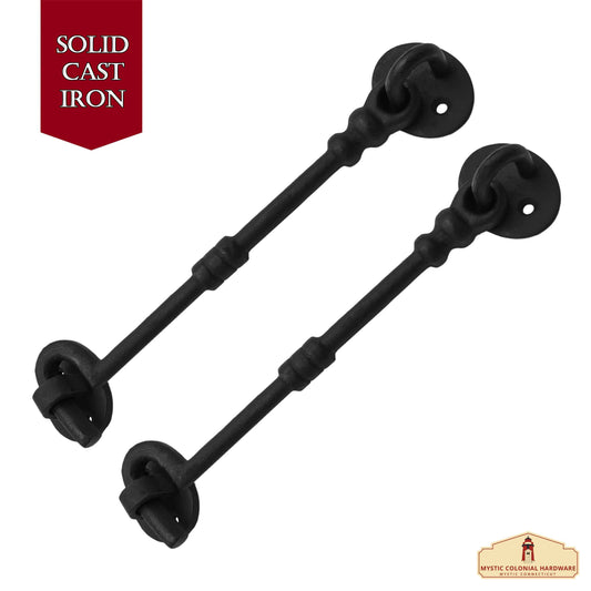 Hierro Forjado Negro Cabina Gancho Ojo 7.5" Largo Grande Decorativo Privacidad Gancho Pestillos para Armario Ventana Cocina Puertas Corredizas o de Granero : Paquete de 2 - Imagen 2