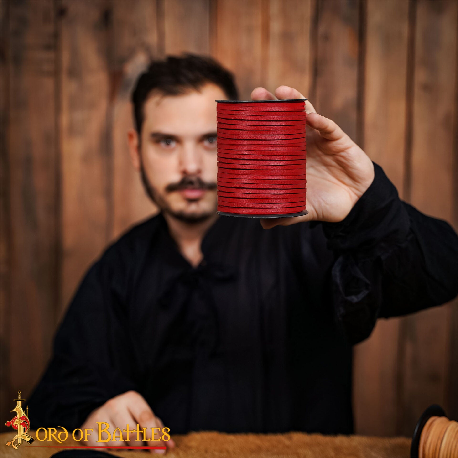 Rollo de Cordón de Cuero Rojo - 50 M de Cordón Plano de Cuero Auténtico - Imagen 2