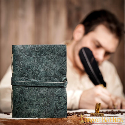 Diario Medieval de Cuero con Papel Antiguo -verde - Diario Hecho a Mano - Imagen 20