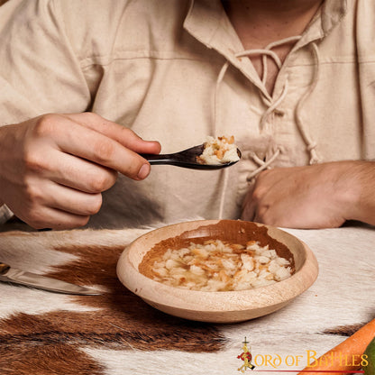 Viking Feast Tazón Ancho de Madera Hecho a Mano Cubiertos Útiles de Madera Dura - Imagen 5