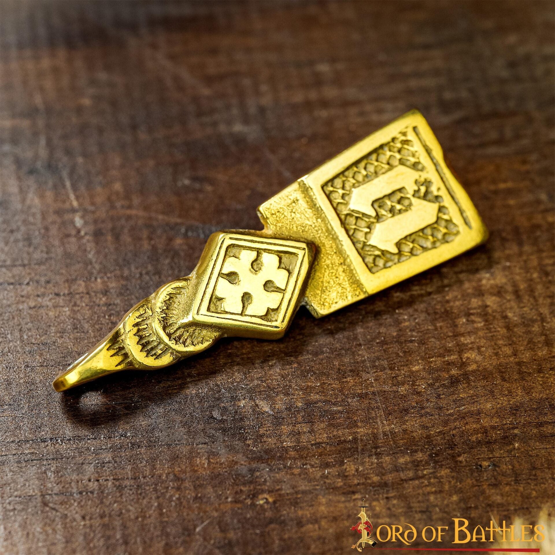 Intrincado Cinturón Medieval de Latón Macizo Accesorio Funcional Chape - Imagen 7