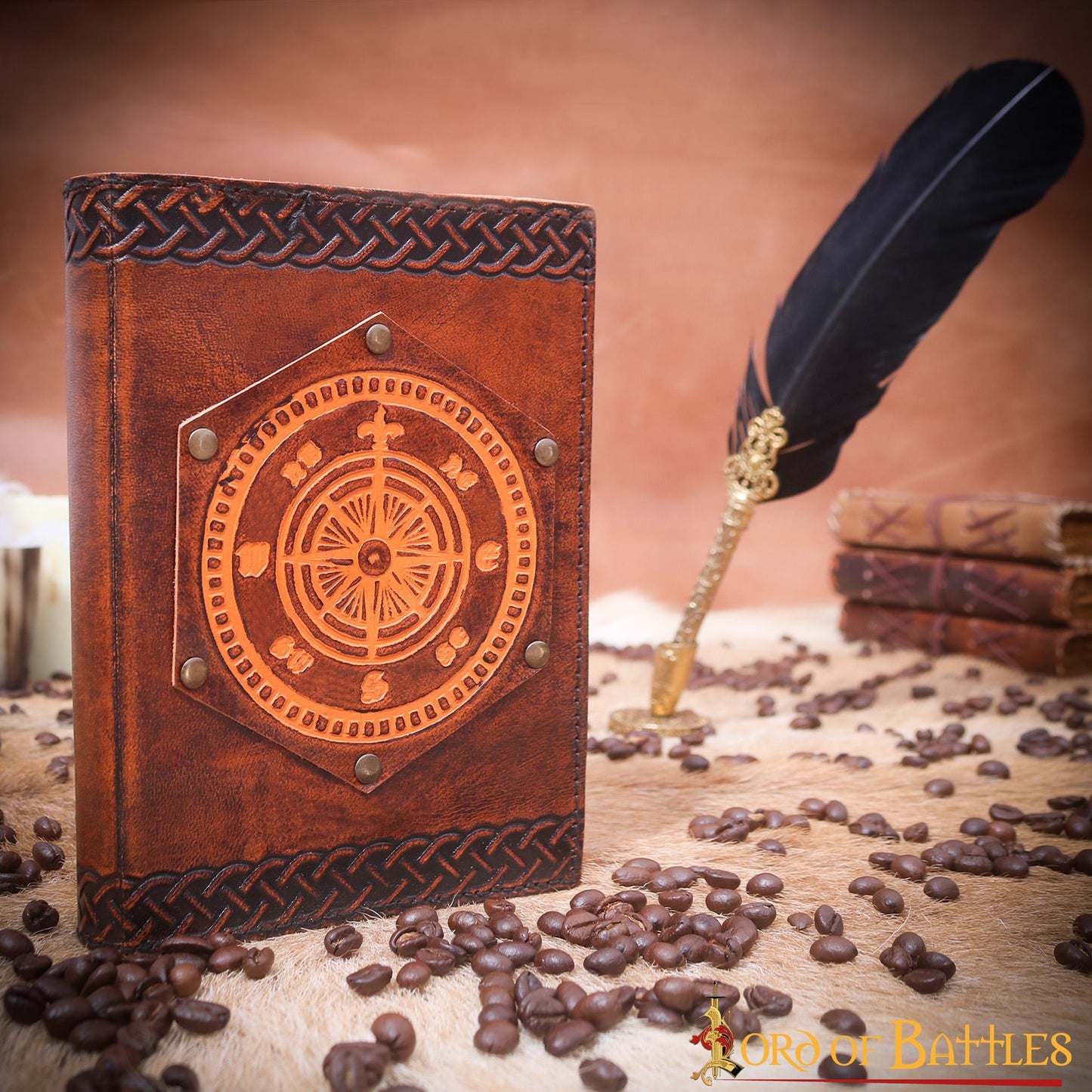 Brújula de Navegación Fleur de Lis Diario Hecho a Mano Agenda de Piel Auténtica - Imagen 7