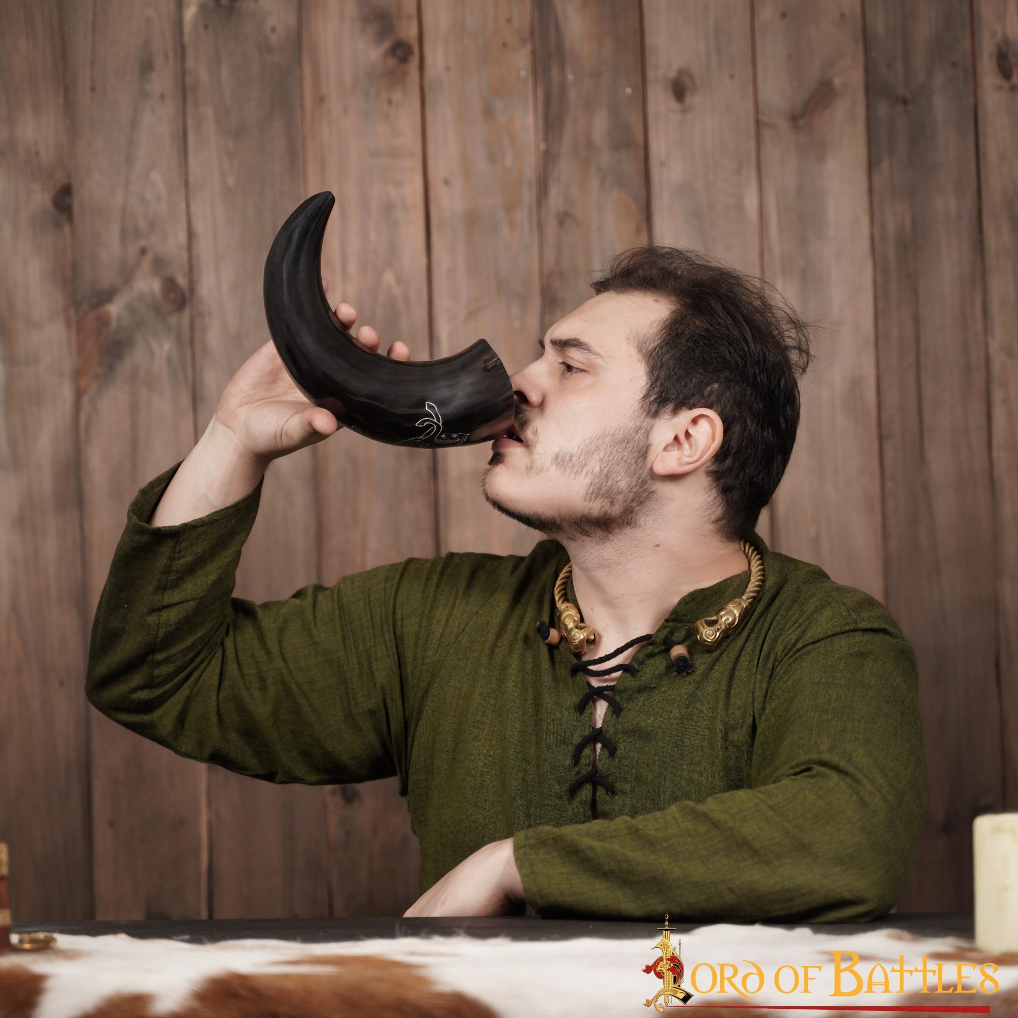 Viking Drinking Horn 400 - 500 Ml Cuerno de Buey Auténtico Hecho a Mano - Imagen 6