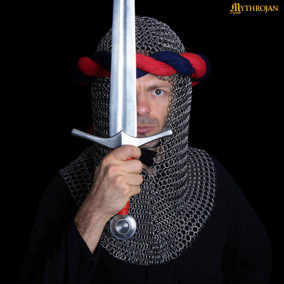 Cofia de Cota de Malla con Cara en V - 10 Mm, Calibre 16 de Acero Inoxidable, Libre de Óxido - Ideal para Larp, Cosplay y Disfraces de Cine Medieval - Imagen 7