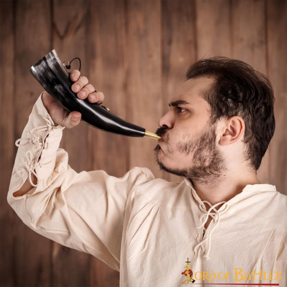 Viking Blowing Horn - Bocina de Buey de Origen Ético con Boquilla de Latón - Imagen 14