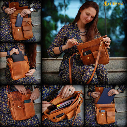 Runa Nórdica de Cuero Messenger Satchel Bag - Viking Rune Cross Body Bag - Imagen 11