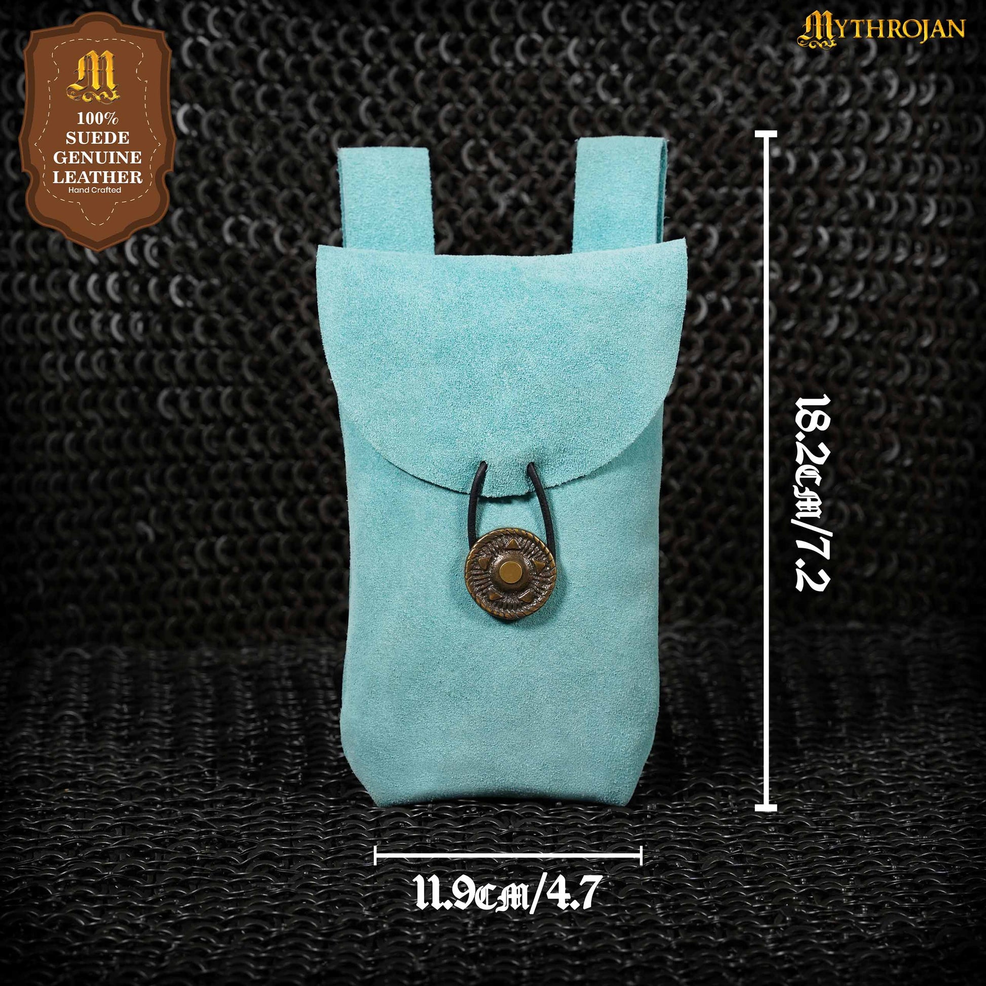 Mythrojan Medieval Renacimiento Cinturón de Joyería de Gamuza Bolsa Larp Traje Bolsa de Cintura - Imagen 11