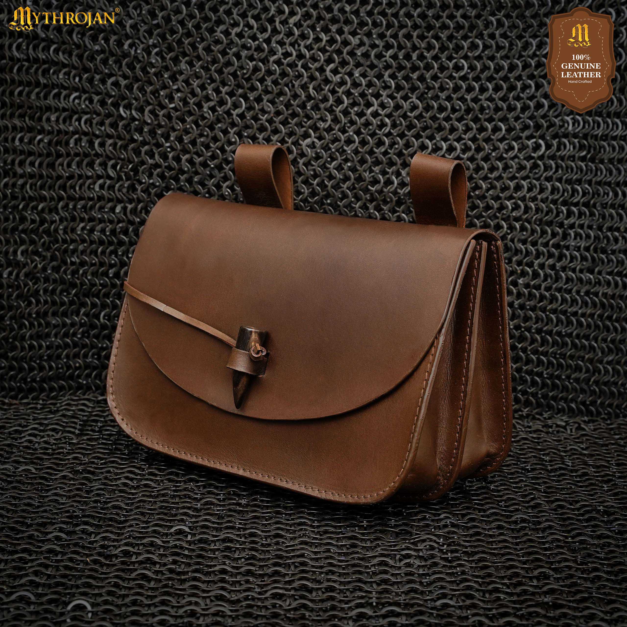 Mythical Venture Medieval Leather Bag - Full Grain Brown Bolsa para Larp y Temas Medievales - Imagen 13