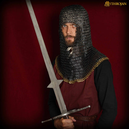 Cofia de Cota de Malla - Anillo Plano Redondo Remachado con Bordes de Latón - Ideal para Larp, Cosplay y Disfraces de Cine - Imagen 5