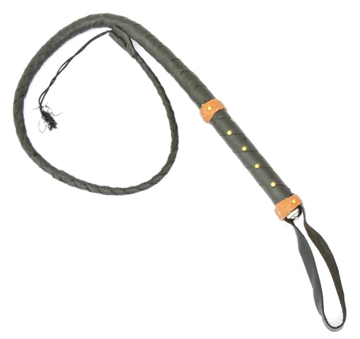 Fusta de Toro de Cuero Trenzado con Empuñadura de Remache de Latón - Imagen 4