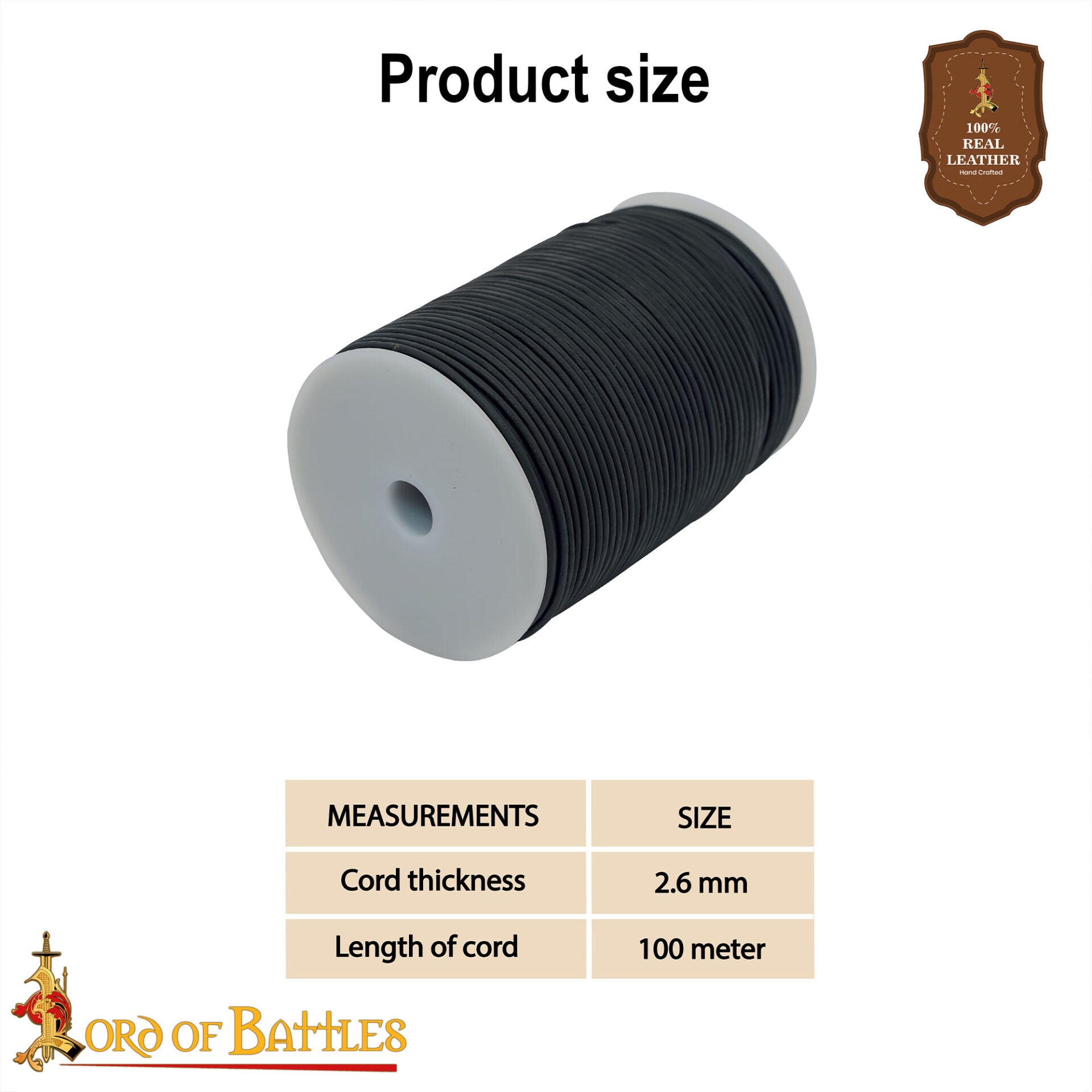 Bobina de 100 Metros de Cordón de Cuero Auténtico - Imagen 3