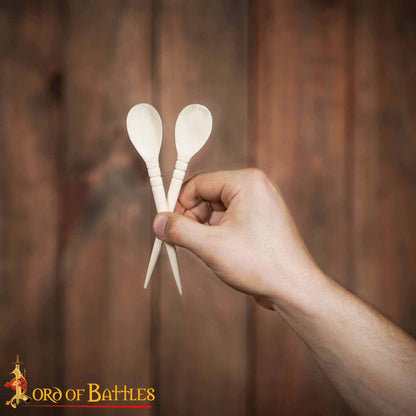 Cucharas Romanas Artesanales de Hueso - Juego de 2 - Hueso de Buey Auténtico de Origen Ético - Utensilios Históricos - Imagen 11