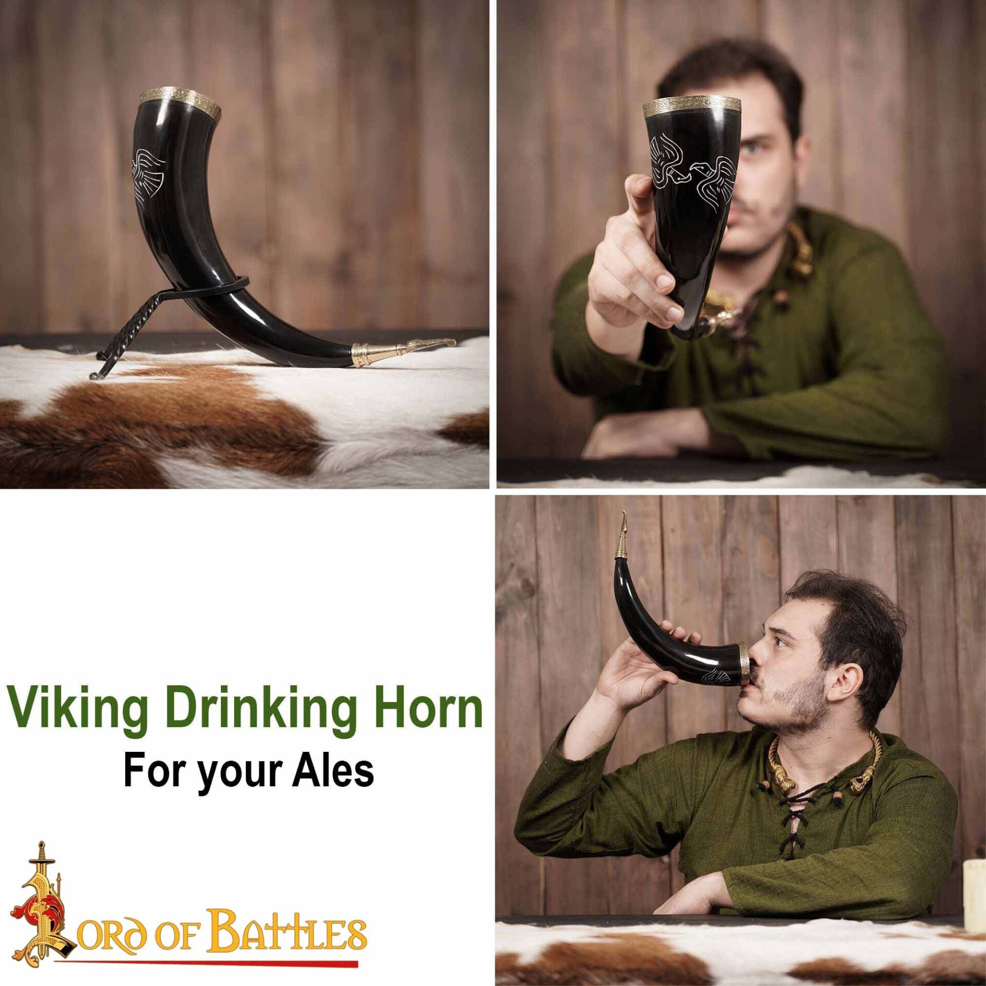 Viking Drinking Horn 400 - 500 Ml Cuerno de Buey Auténtico Hecho a Mano - Imagen 4