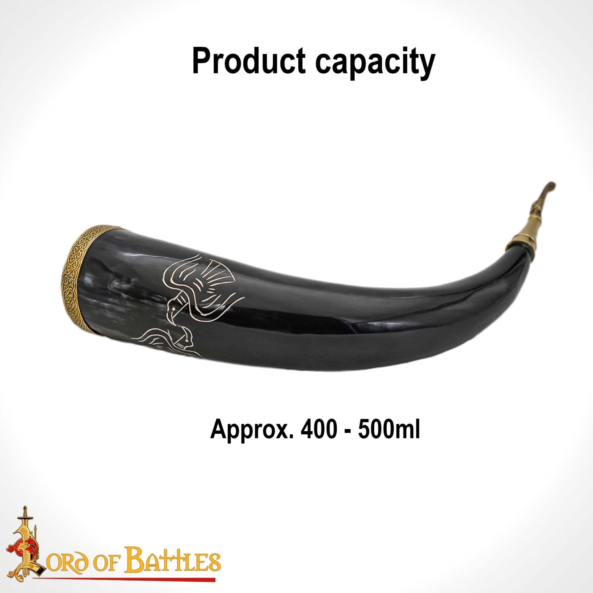 Viking Drinking Horn 400 - 500 Ml Cuerno de Buey Auténtico Hecho a Mano - Imagen 3