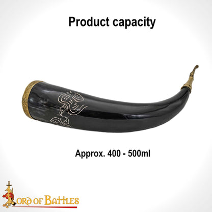 Viking Drinking Horn 400 - 500 Ml Cuerno de Buey Auténtico Hecho a Mano - Imagen 3