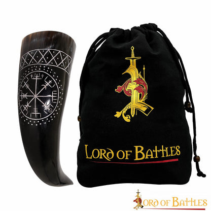 El Cuerno para Beber Vegvisir 400 - 500 Ml Hecho a Mano con Auténtico Cuerno de Buey - Imagen 1