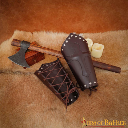 Brazales Cruzados Medievales de Cuero - Guardabrazos para Larp y Ferias Renacentistas - Imagen 12