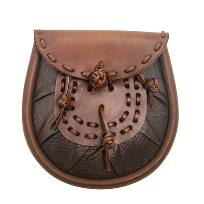 Riñonera Medieval de Cuero Sporran con Borlas Anudadas - Bolsa Marrón - Imagen 8