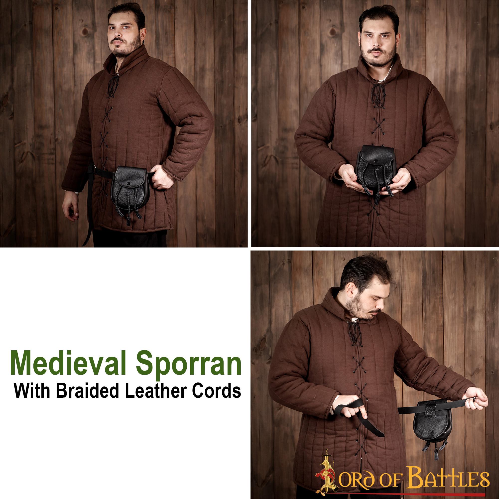 Sporran Medieval con Borlas Trenzadas Hecho a Mano de Cuero Genuino - Imagen 14