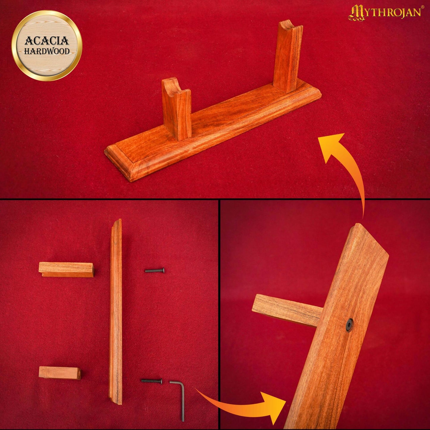 Mythrojan Soporte de Madera Maciza para Pistola - Soporte de Madera de Primera Calidad para Pistolas Antiguas, Pedernales y Objetos de Colección - Imagen 6