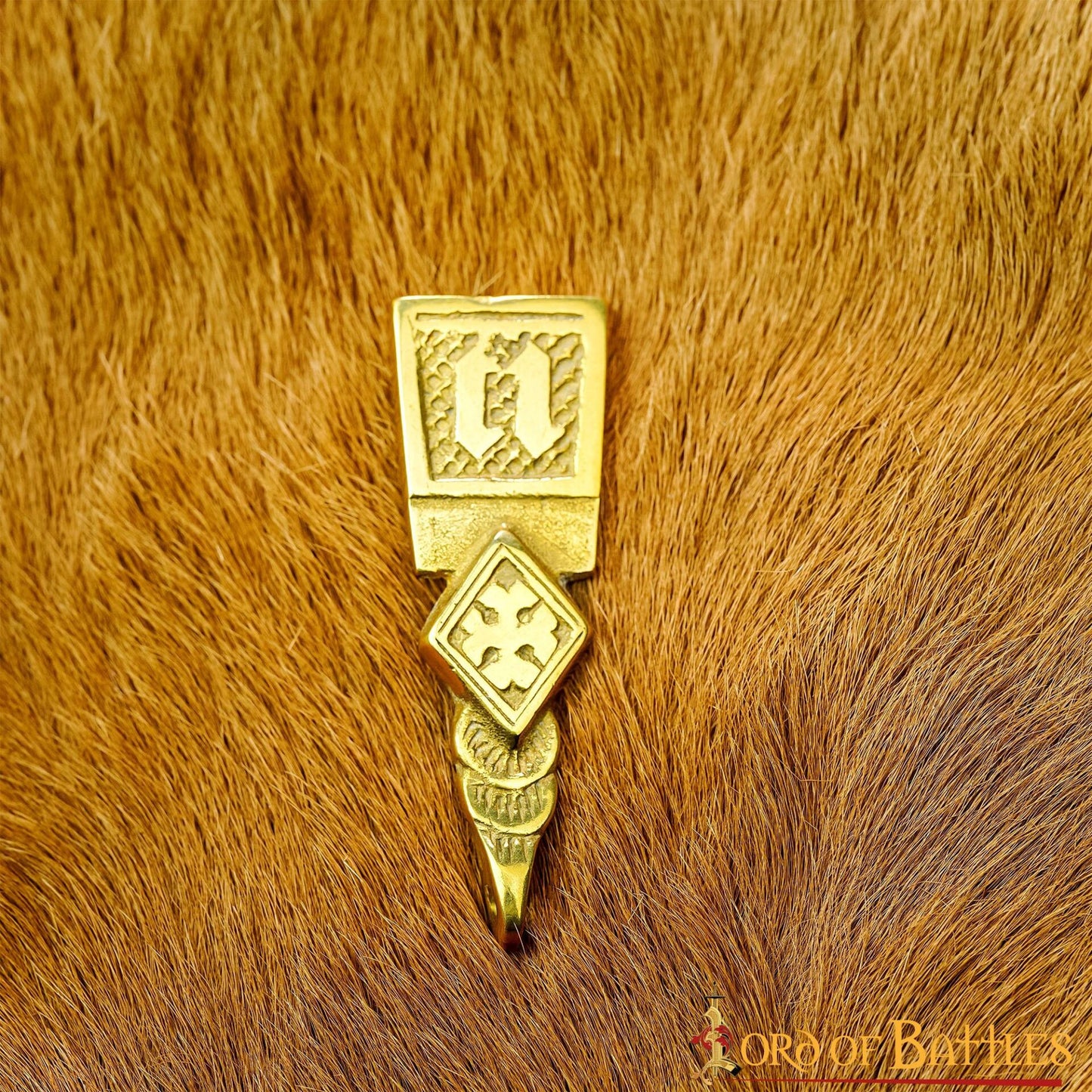 Intrincado Cinturón Medieval de Latón Macizo Accesorio Funcional Chape - Imagen 8