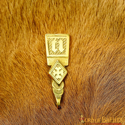 Intrincado Cinturón Medieval de Latón Macizo Accesorio Funcional Chape - Imagen 8