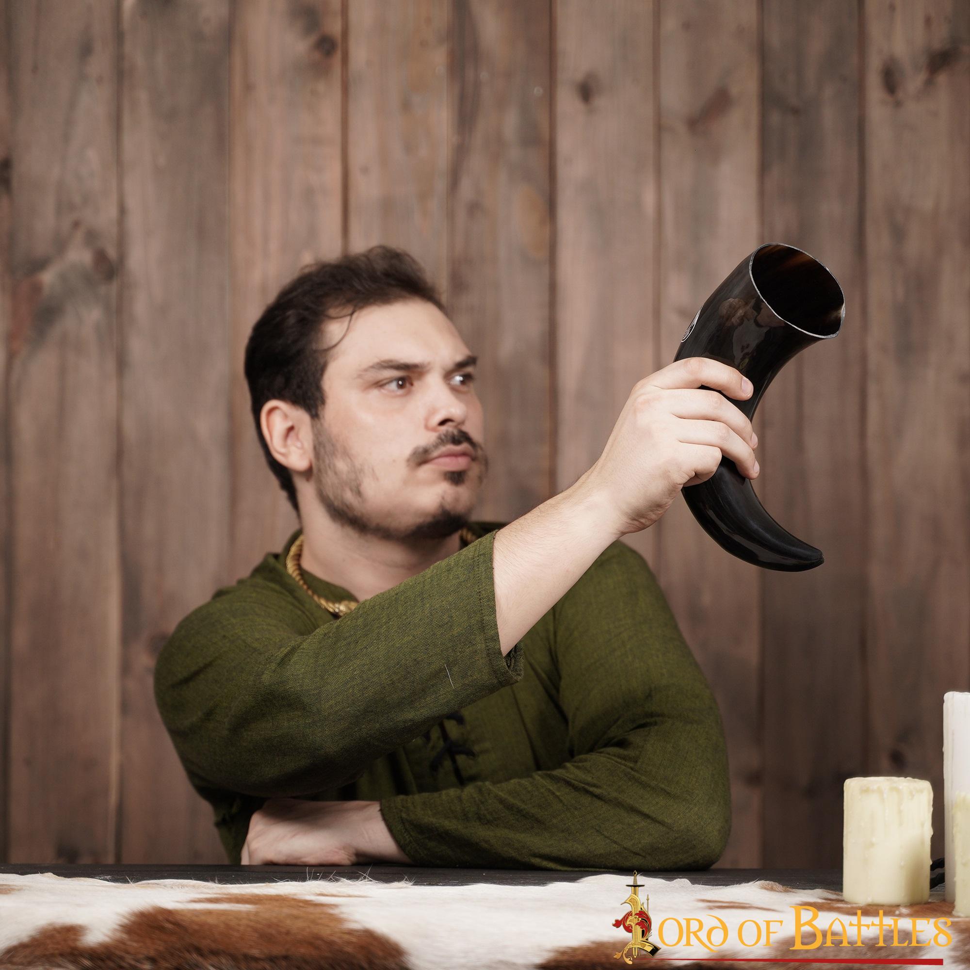 Viking Drinking Horn 400 - 500 Ml Cuerno de Buey Auténtico Hecho a Mano - Imagen 8